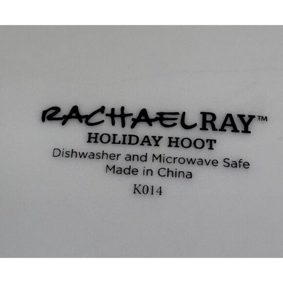 Rachael Ray HOLIDAY HOOT Christmas Tree Owl Stars Porcelain Dinner Plates Set 4 - Picture 10 of 16